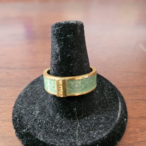 Coach Signature Green and Gold Ring Size 8 - Picture 3 of 3